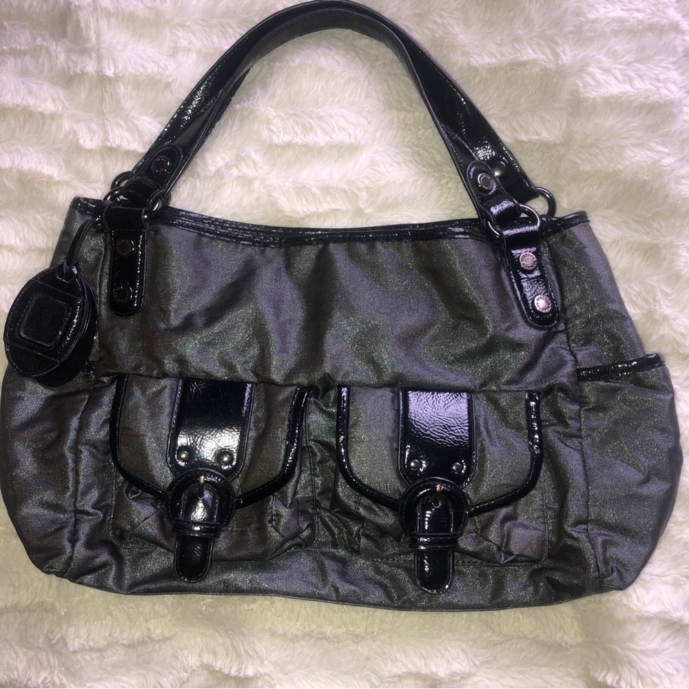 Kenneth Cole Reaction satchel bag metallic look fabric
